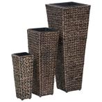 vidaXL Plantenbakken verhoogd 3 st waterhyacint donkerbruin, Overige materialen, Verzenden, Minder dan 60 cm, Nieuw