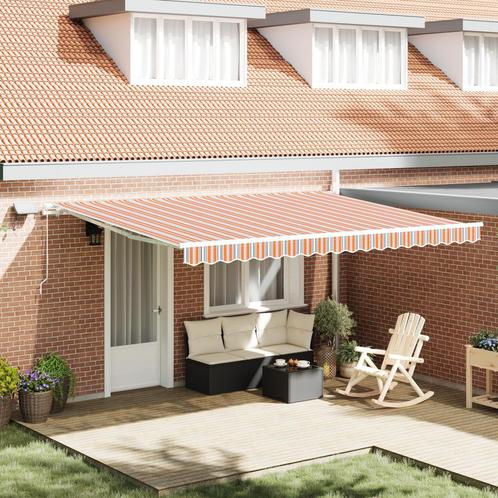 vidaXL Inklapbare Luifel with Oranje / grijs / blauw / wit, Tuin en Terras, Zonneschermen, Nieuw, Verzenden