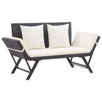 vidaXL Tuinbankje met kussens 176 cm poly rattan zwart, Verzenden, Nieuw, Rotan