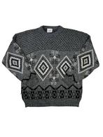Vintage Unbranded Grey Printed Knit Sweater maat L, Kleding | Heren, Ophalen of Verzenden, Zo goed als nieuw, Vintage