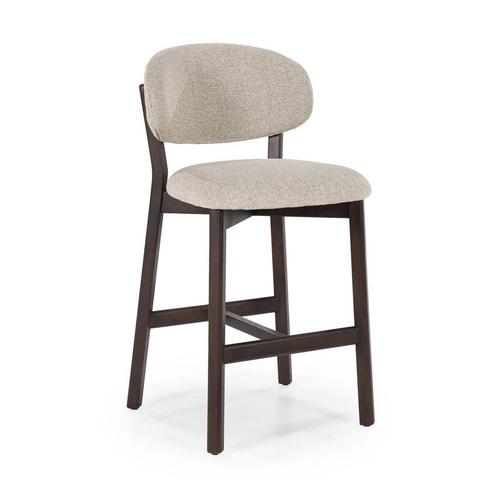 *WOONWINKEL* Eleonora Mikky Luxe Barstoel Walnoot En Taupe S, Huis en Inrichting, Barkrukken, Nieuw, Verzenden