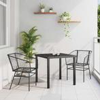 vidaXL Tuin Eetset 3 pcs Zwart poly rattan, Verzenden, Nieuw, Rotan