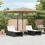 vidaXL Parasol met LEDs en stalen paal 388x388x248 cm bruin, Tuin en Terras, Parasols, Verzenden, Nieuw, 3 tot 4 meter