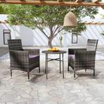 vidaXL 3-delige Tuinset poly rattan grijs, 3 zitplaatsen, Nieuw, Tuinset, Verzenden