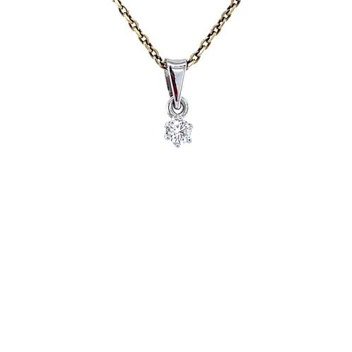 Witgouden solitair hanger met diamant 18 karaat* nieuw, Sieraden, Tassen en Uiterlijk, Kettinghangers, Wit, Zo goed als nieuw