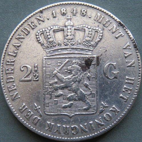 Nederland. Willem II. 2 1/2 Gulden 1848 (Zonder, Postzegels en Munten, Munten | Nederland