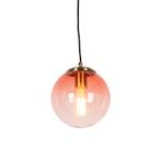 Art deco hanglamp messing met roze glas 20 cm - Pallon, Verzenden, Nieuw, Glas, Art Deco