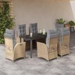 vidaXL 7-delige Tuinset met kussens poly rattan beige, Tuin en Terras, 6 zitplaatsen, Nieuw, Tuinset, Verzenden