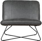 Donkergrijze leren industriële fauteuils zonder armleuning, Huis en Inrichting, Nieuw, Ophalen of Verzenden, 75 tot 100 cm, Leer