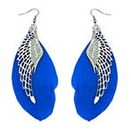 Fako Bijoux® - Oorbellen - Veren Met Vleugels - Blauw, Verzenden, Nieuw