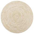 vidaXL Vloerkleed handgemaakt 120 cm jute wit en naturel, Verzenden, Nieuw, Wit