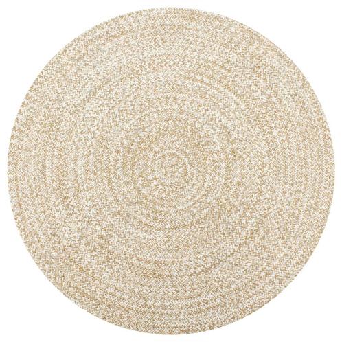 vidaXL Vloerkleed handgemaakt 120 cm jute wit en naturel, Huis en Inrichting, Stoffering | Tapijten en Kleden, Wit, Nieuw, Verzenden