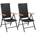 vidaXL Tuinstoelen stapelbaar 2 st poly rattan zwart, Tuin en Terras, Tuinstoelen, Verzenden, Nieuw, Rotan