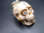 Hanger - 14 karaat Geel goud, Memento Mori schedel briljante