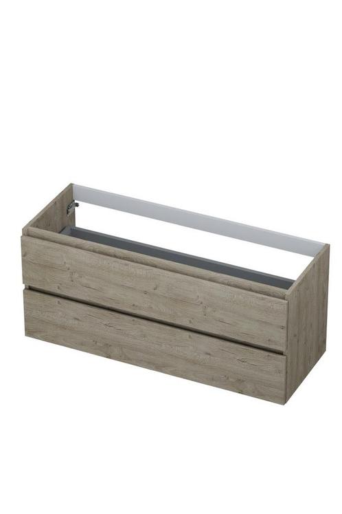 Onderkast INK 2 laden greeploos met houten keerlijst 120 cm, Doe-het-zelf en Verbouw, Sanitair, Bad, Nieuw, Ophalen of Verzenden