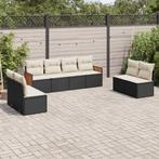 vidaXL 8-delige Loungeset met kussens poly rattan zwart, Verzenden, Nieuw, Rotan, Loungeset