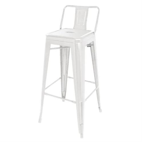 Bistro stalen hoge kruk met rugleuning | Wit | (4 stuks), Zakelijke goederen, Horeca | Keukenapparatuur, Verzenden