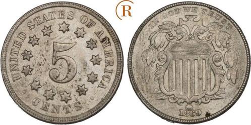 5 Cents 1869 Usa: (MuntenenBankbiljetten-Wereldmunten), Postzegels en Munten, Munten | Amerika, Verzenden