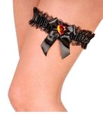 Zwarte Kousenband Met Rood Diamanten Hartje, Verzenden, Nieuw