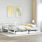 vidaXL Slaapbank met onderschuifbed/lades zonder matras, Huis en Inrichting, 90 cm, Eenpersoons, Verzenden, Wit