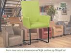 Leren eetkamerstoel Dare met armleuning - Hermes Lime, Huis en Inrichting, Stoelen, Overige kleuren, Nieuw, Ophalen of Verzenden