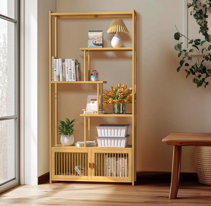 Nieuwe Bamboe Stellingkast - Opbergkast van Bamboehout, Huis en Inrichting, Kasten | Stellingkasten, Nieuw, Verzenden