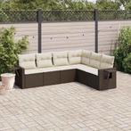 vidaXL 6-delige Loungeset met kussens poly rattan bruin, Verzenden, Nieuw, Rotan, Loungeset