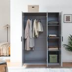 Kledingkast Eiselfing 176x120x52 cm met 4 vakken grijs [en.c, Verzenden, Nieuw