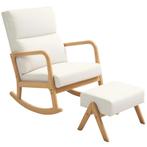 TRUUSK Schommelstoel Met Kruk, Relaxstoel Met Linnenlook, Sc, Huis en Inrichting, Fauteuils, Verzenden, Nieuw