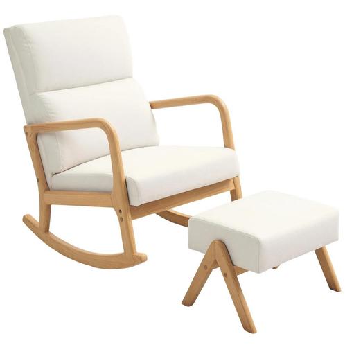 TRUUSK Schommelstoel Met Kruk, Relaxstoel Met Linnenlook, Sc, Huis en Inrichting, Fauteuils, Nieuw, Verzenden