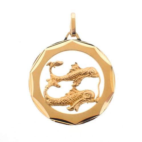 Gouden sterrenbeeld hanger; Vissen (Bedels, astrologie, 585), Sieraden, Tassen en Uiterlijk, Bedels, Gebruikt, Overige merken