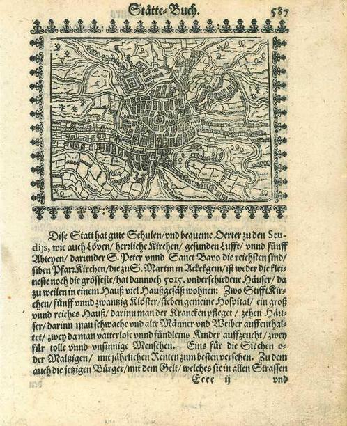 Stadsplattegrond van Leuven, Antiek en Kunst, Kunst | Etsen en Gravures