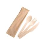 100x Wegwerp Bestek Hout - Mes Vork en Lepel - Wegwerpbestek, Verzamelen, Overige Verzamelen, Verzenden, Nieuw