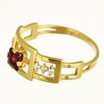 Ring - 18 karaat Geel goud Granaat - Diamant, Nieuw