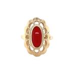 Gouden vintage ring met bloedkoraal 14 krt, Sieraden, Tassen en Uiterlijk, Ringen, Ophalen of Verzenden, Nieuw