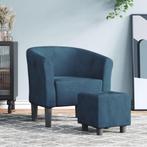 vidaXL Kuipstoel met voetenbank fluweel donkerblauw, Huis en Inrichting, Fauteuils, Verzenden, Nieuw