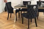 Chesterfield Stoel CASTLE DELUXE Zwart fluweel met, Huis en Inrichting, Stoelen, Ophalen of Verzenden, Nieuw