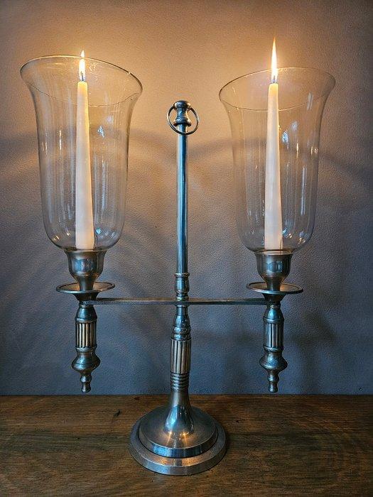 Met windlichten - Kandelaar - Verzilverd - Glas, Antiek en Kunst, Curiosa en Brocante