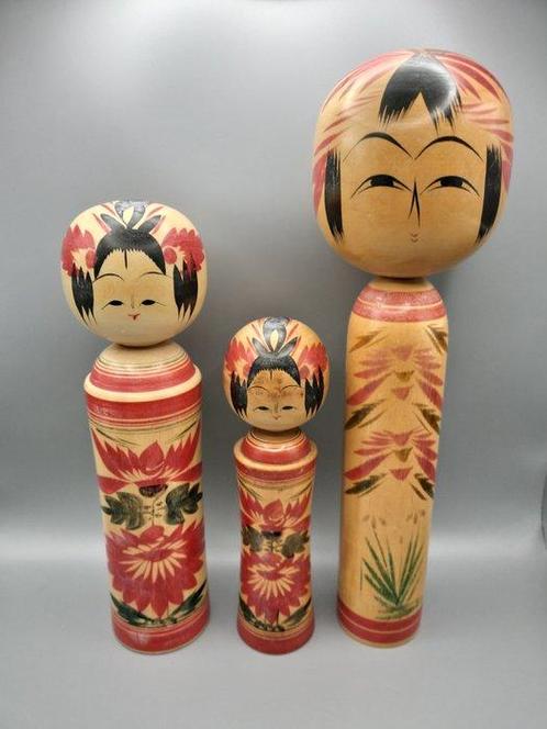 Vintage Japanse Kokeshi-poppen - Hout - Japan - Shwa, Antiek en Kunst, Curiosa en Brocante