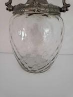 Pot à biscuits ancien – Verre moulé et monture en métal, Antiek en Kunst