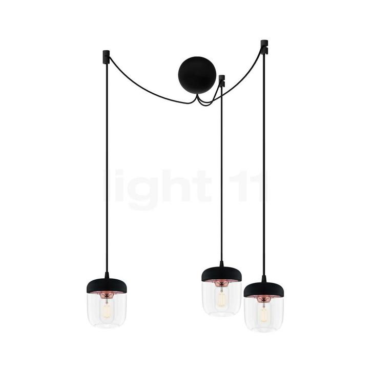 Umage Acorn Cannonball Hanglamp 3-lichts zwart, koper, Huis en Inrichting, Lampen | Hanglampen, Nieuw, Verzenden