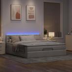 vidaXL Ottoman bed met matras en LEDs 180x200cm stof taupe, Huis en Inrichting, Eenpersoons, Verzenden, Nieuw, 80 cm