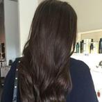 Donker bruine Clip in hairextensions - 100% remy human hair, Nieuw, Pruik of Haarverlenging, Verzenden