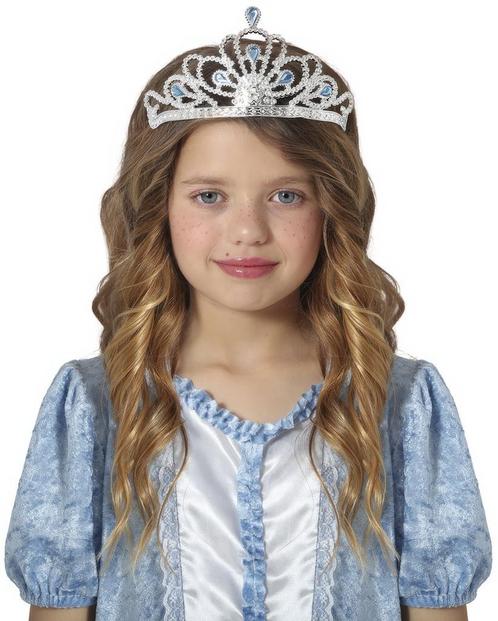 Tiara Zilver Meisje Met Blauw Diamanten Kind, Hobby en Vrije tijd, Feestartikelen, Nieuw, Verzenden