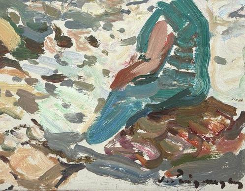 Josep Puigdengolas Barella (1906–1987) - Día de playa, Costa, Antiek en Kunst, Kunst | Schilderijen | Klassiek