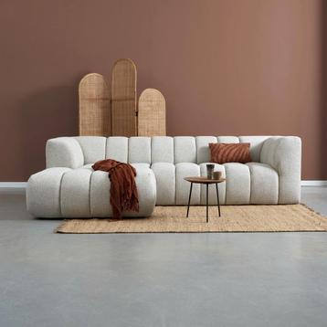 *WOONWINKEL* Bank Met Strepen Stiksel Grijsbeige Chaise Long beschikbaar voor biedingen