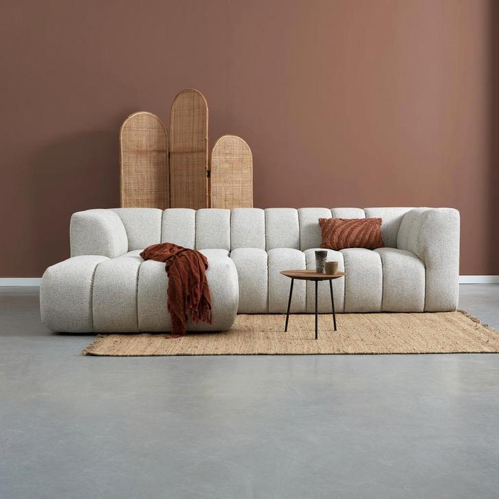 *WOONWINKEL* Bank Met Strepen Stiksel Grijsbeige Chaise Long, Huis en Inrichting, Banken | Bankstellen, Nieuw, Verzenden