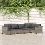 vidaXL 5-delige Loungeset met kussens poly rattan grijs, Verzenden, Nieuw, Rotan, Loungeset