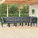 vidaXL 6-delige Loungeset poly rattan zwart en grijs, Verzenden, Nieuw, Rvs, Loungeset