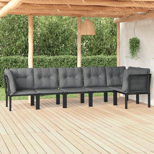 vidaXL 6-delige Loungeset poly rattan zwart en grijs, Tuin en Terras, Tuinsets en Loungesets, Loungeset, Nieuw, Rvs, Verzenden